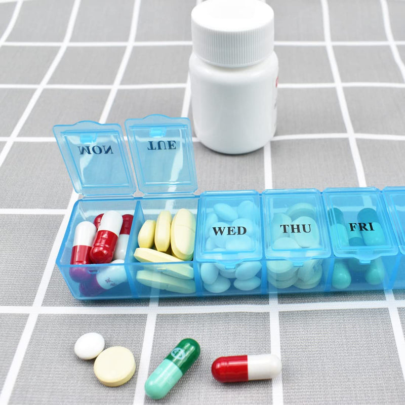 [Australia] - 2 Pcs Pill Box Organiser 7 Day One Time a Day Pill Dispenser Storage Case for Medication Supplements Vitamins and Cod Liver Oil 