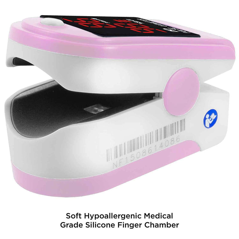 [Australia] - Facelake ® FL400P Pulse Oximeter with Carrying Case, Batteries, Neck/Wrist Cord - Pink 