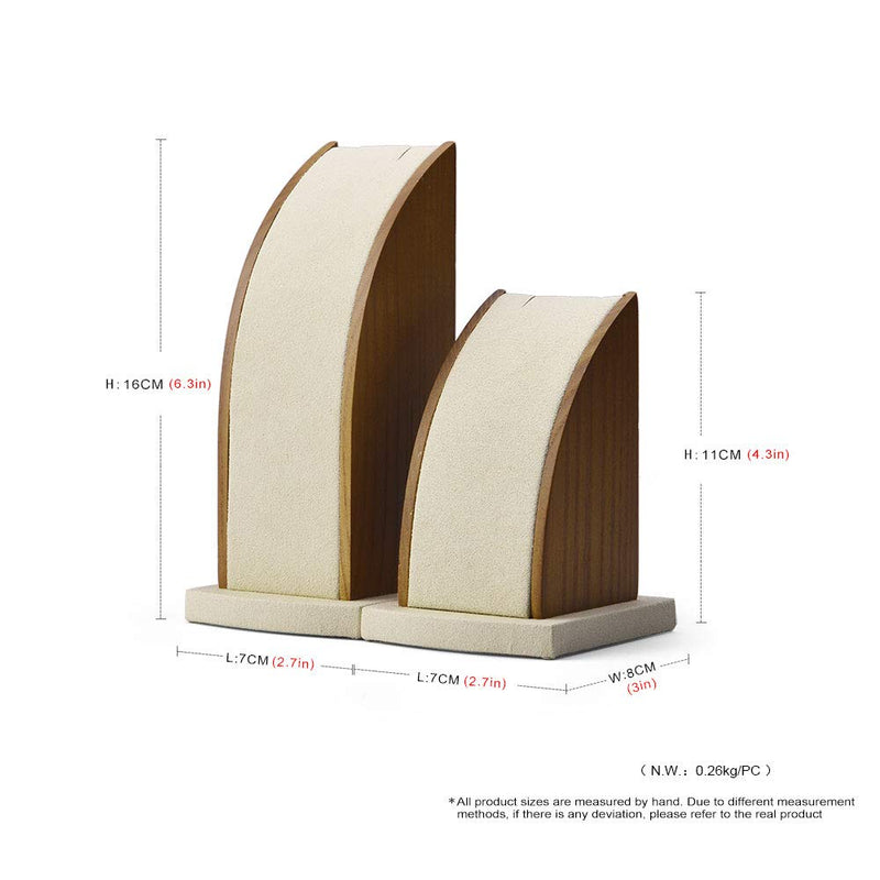 [Australia] - Oirlv 2Pcs/Set Necklace Pendant Display Stand Jewelry Display Holder Solid Wood Base (Creamy-White) Creamy-white 