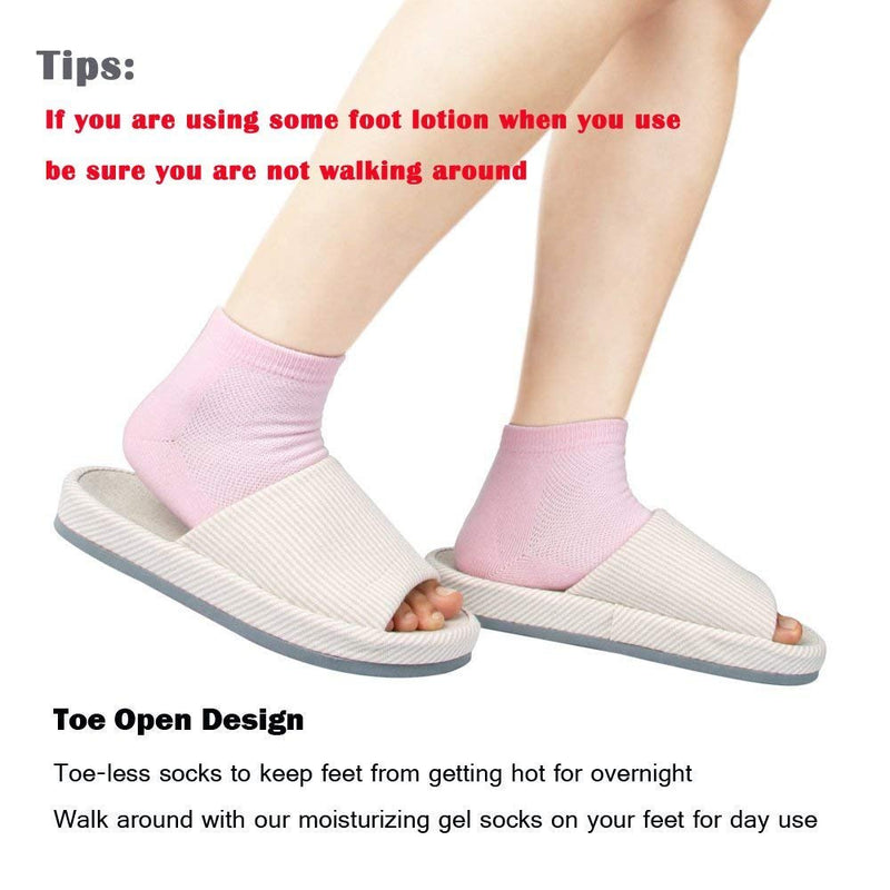 [Australia] - Codream Vented Moisturizing Socks Lotion Gel for Dry Cracked Heels, Spa Gel Socks Humectant Moisturizer Heel Balm Foot Treatment Care Heel Softener Compression 2 Pairs Pink&Grey 