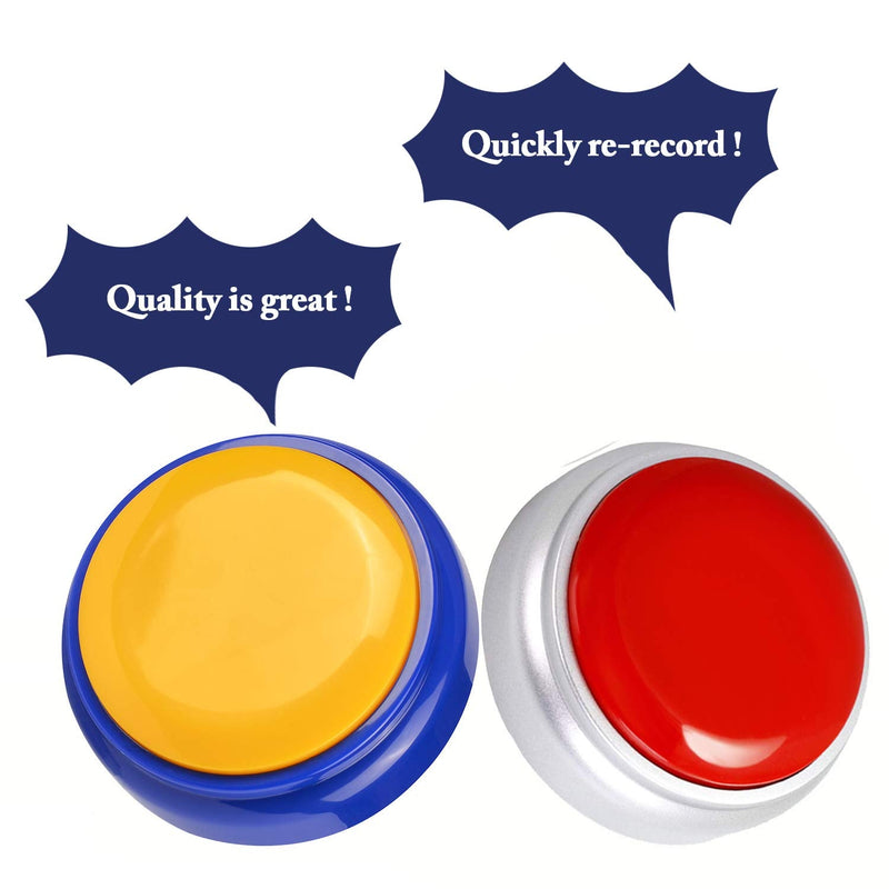 [Australia] - Cover Talking Button Record & Playback Your Own Message 30 Second Custom Recordable, Easy Sound Recorder Set of 2 (Silver+Yellow) Silver+Yellow 