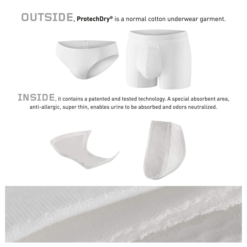 [Australia] - PROTECHDRY - Washable Urinary Incontinence Cotton Boxer Brief Underwear for Men, with Front Absorbent Area, Black Medium, 33-32" Waist M (Pack of 1) 