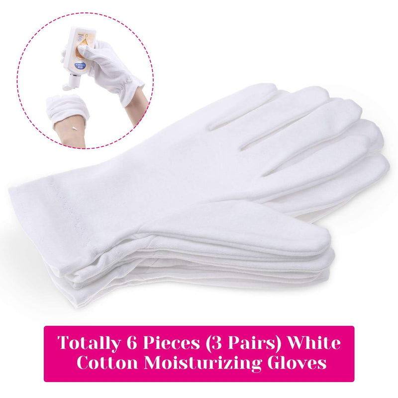 [Australia] - 100% Cotton Gloves for Eczema, Selizo White Cotton Gloves for Women Dry Hands, Moisturizing Cosmetic Night Gloves for Eczema, Dry Hands Moisturizing, Sensitive Irritated Skin Spa Therapy Secure Wristb 