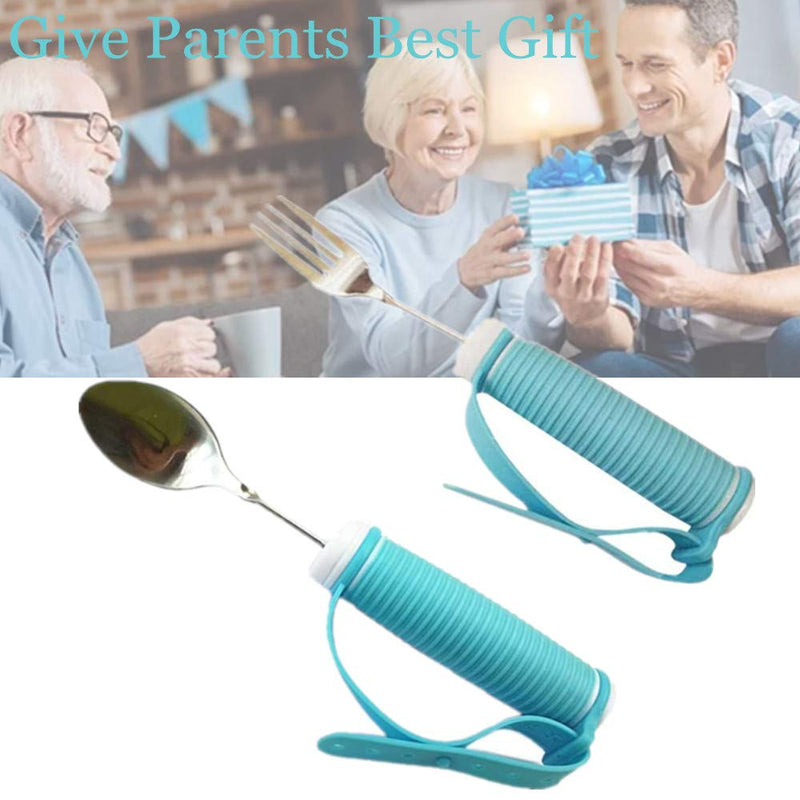 [Australia] - Elderly Silicone Aid Tableware - Spoon & Fork Food Eating Daily Living Accessories for Disabled, Handicapped (Fork & Spood) Fork & Spood 