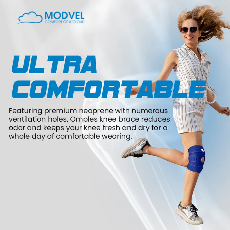[Australia] - MODVEL Knee Brace with Side Stabilizers | FSA or HSA eligible | Patella Gel Pads Knee Support Braces for Knee Pain, Meniscus Tear,ACL,MCL,Arthritis, Joint Pain Relief,Injury Recovery-4 Sizes. Blue L/XL 
