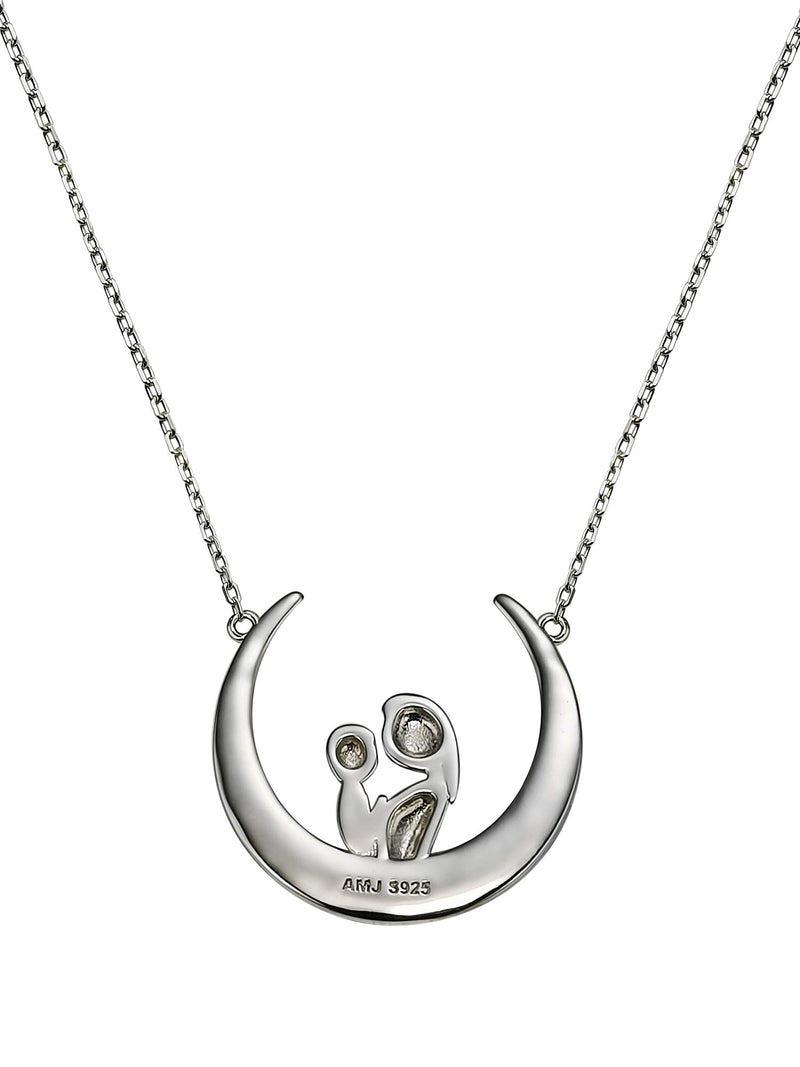 [Australia] - AMATOLOVE Sterling Silver Mom Necklace Gifts for Mom on Her Birthday I Love You to The Moon&Back Pendant Necklaces 18" 