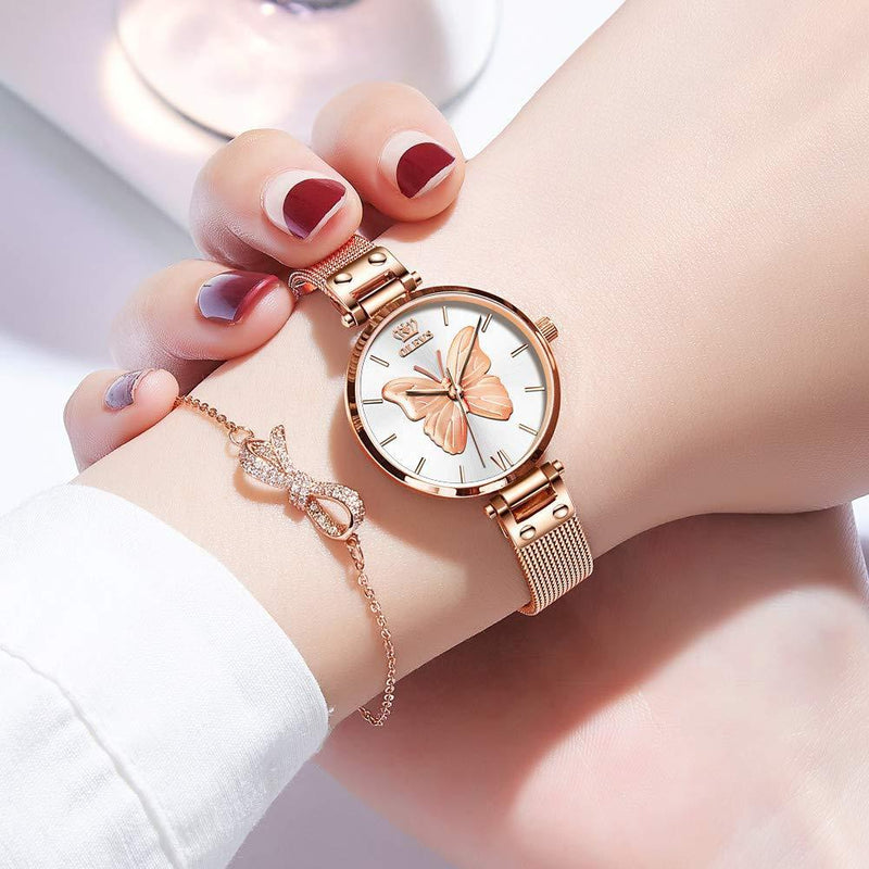 [Australia] - Ladies Wrist Watch Fashion and Casual Waterproof Analog Quartz Wristwatch Gifts for Women L6891-white 