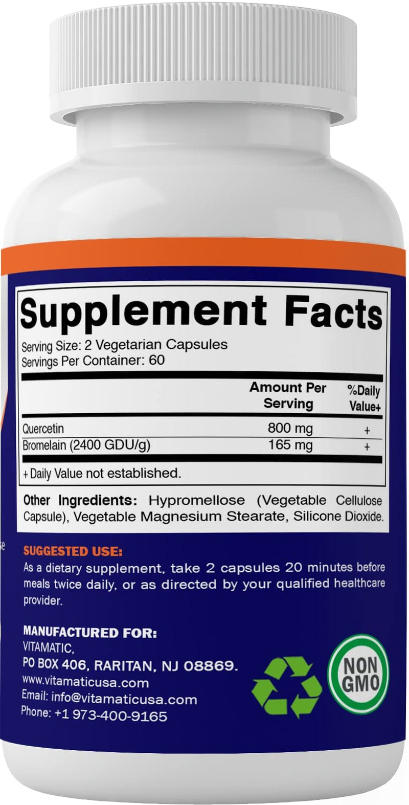[Australia] - Vitamatic Quercetin with Bromelain - 120 Vegetarian Capsules - Supports Healthy Immune, Respiratory & Cardiovascular Function, Helps Improve Anti-Inflammatory Response 