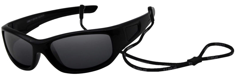 [Australia] - Kids Flexible Polarized UV Protection Sunglasses for Boys Girls Age 2-7 with Strap All Black 