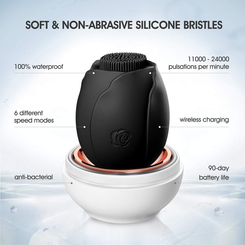 [Australia] - FBFL Facial Cleansing Brush with Ultra Hygienic Soft Silicone, Sonic Waterproof Face Brush, 3D Malaxation Vibrating Massaging, Gentle Exfoliating, Removing Blackhead, Wireless Charging, Smart Timer 