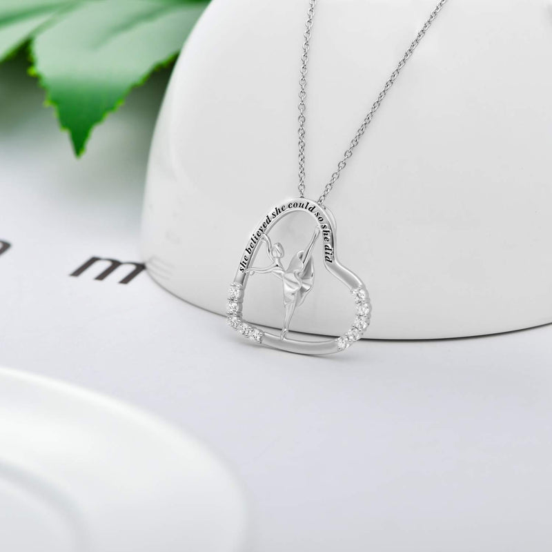 [Australia] - Ballerina Necklace 925 Sterling Silver Heart Necklace Ballerina Dancer Gymnasts Ballet Dance Pendant Necklace Dance Jewelry Gifts for Women Teenage style 2 