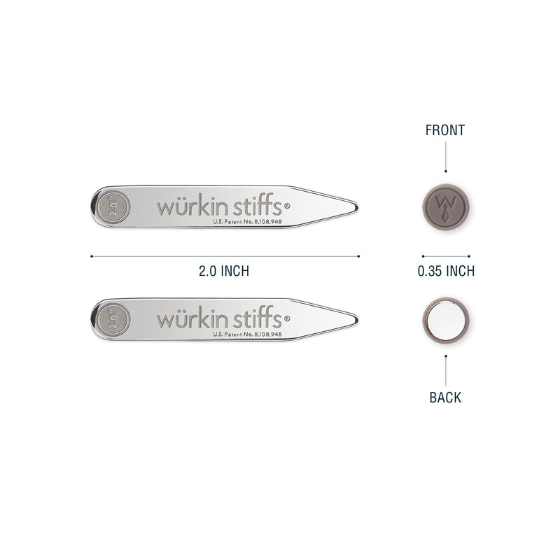 [Australia] - Würkin Stiffs Two 2.0-Inch Magnetic Power Stays in storage case - Collar Stays - TSA Friendly 