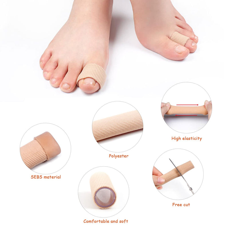 [Australia] - 3 Pcs Cuttable Toe Tubes Toe Cushion Tube Toe Soft Gel Corn Pad Protectors for Blisters, Calluses, Toes and Fingers with 3 Pair Breathable Toe Covers 