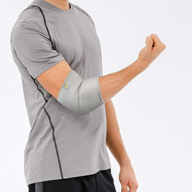 [Australia] - Bracoo Elbow Brace, Reversible Neoprene Support Wrap for Joint, Arthritis Pain Relief, Tendonitis, Sports Injury Recovery, ES10, 1 count (Gray) Grey 
