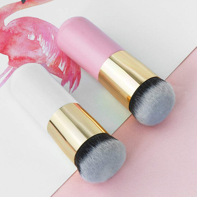 [Australia] - 2 Pcs Foundation Brush,DanziX Makeup Brush with 3 Pcs Makeup Sponge Used for Foundation Blending Blush Concealer Powder Cream-Pink,White 