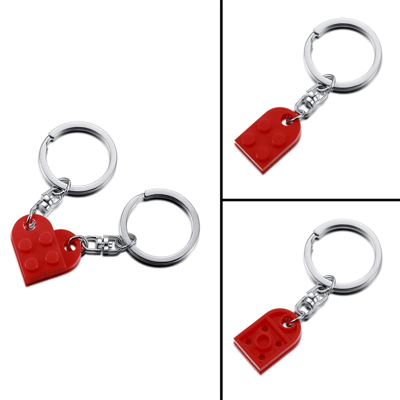 [Australia] - Brick keychain for Couples Friendship - 2pcs matching heart keychain set for Girlfriend Boyfriend Couples Valentine's Day BFF 