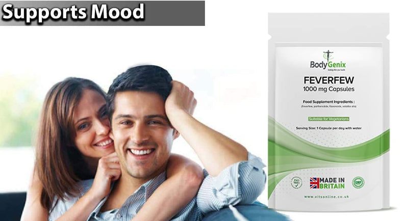 [Australia] - Bodygenix Feverfew 1000mg Vegan Capsules Supplements � with Anti-inflammatory Properties � Support Healthy Joints Health, Supports Mood and Migraine Headache (120) 