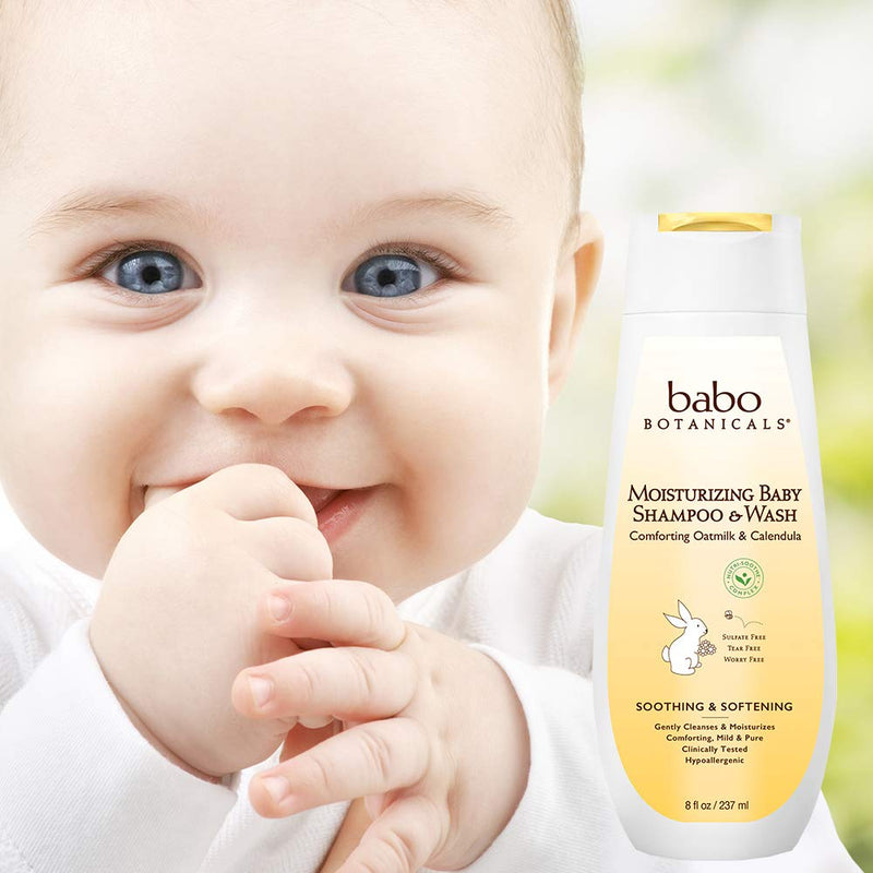 [Australia] - Babo Botanicals Moisturizing Lotion - Face & Body Plant-Based Lotion for Babies, Kids & Adults with Sensitive or Dry Skin - with Colloidal Oatmeal, Organic Calendula & Shea Butter - 8 fl. oz. 8 Fl Oz (Pack of 1) 