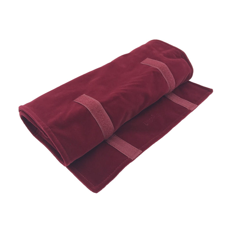 [Australia] - UnionPlus Velet Travel Jewelry Case Roll Bag Organizer for Necklace Bracelet Earrings Ring, Burgundy (Large Burgundy) Large Burgundy 