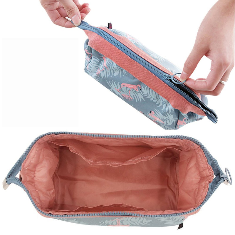 [Australia] - Makeup Bag Light Blue Flamingo Brush Organizer 