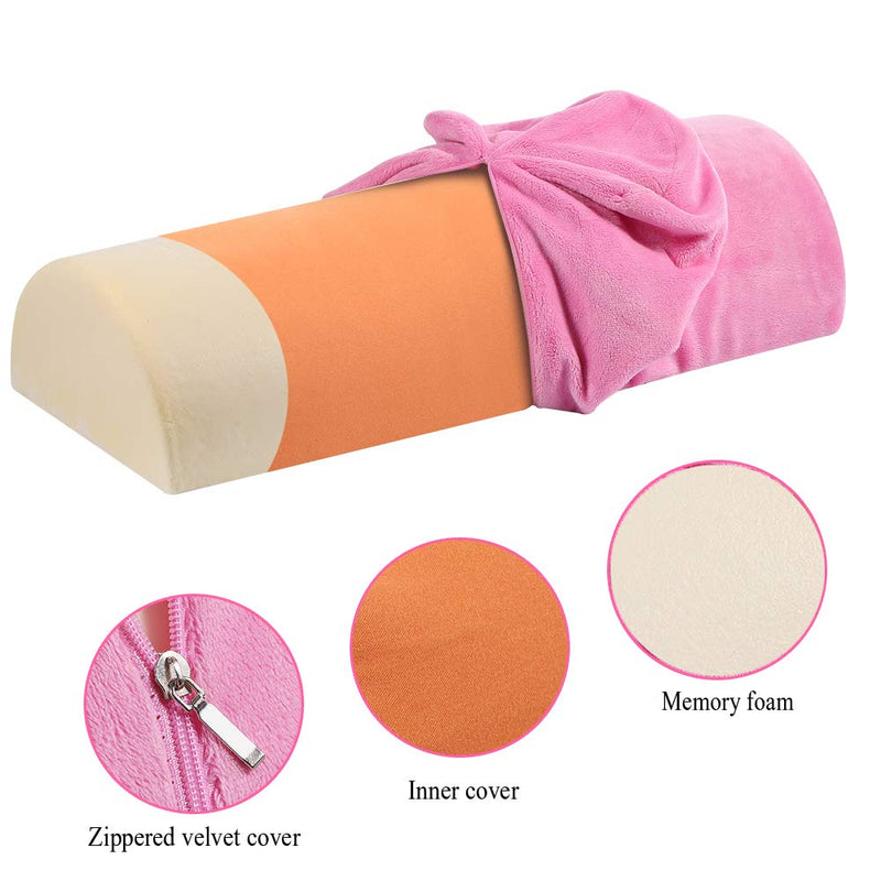 [Australia] - YANGHX Memory Foam Bolster Pillow for Neck Back Lumbar Spine Knee Pain Relief Pillow Support Half-Moon (PINK) Pink 