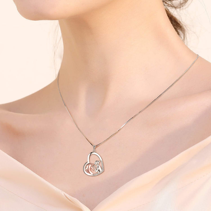 [Australia] - Dolphin Necklace Serling Silver Love Heart Dolphin Pendant Necklace Gifts for Women Teens Girls Dolphin Lover Rose gold dolphin 