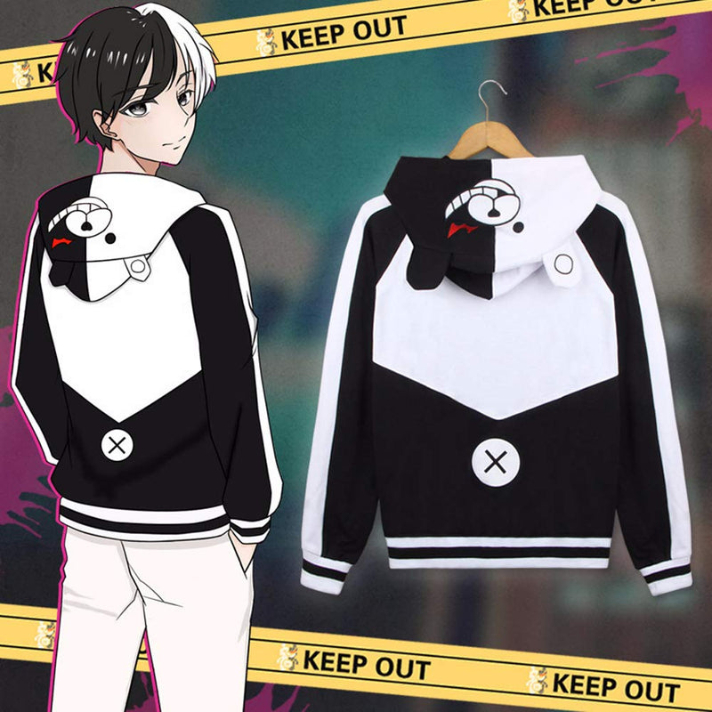 [Australia] - Coslover Danganronpa Monokuma Hoodies Anime Cosplay Costume Zipper Unisex Jacket Uniform Small Kozi-white/Black 