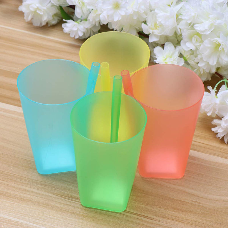 [Australia] - EXCEART Cup with Built in Straw 4Pcs Candy Color Sippy Cups Plastic Water Containers Milk Straw Drinking Cups for Kids (Random Color) 