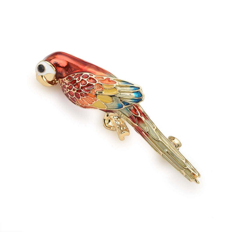 [Australia] - YYBONNIE Vintage Multicolor Hand-Painted Enamel Crystal Parrot Bird Brooch Pin Lapel Pins Breastpin Broach Custom Jewelry for Women Men Gift Red 
