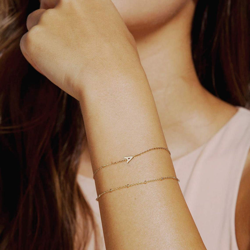 [Australia] - Dainty Gold Initial Bracelets for Women, 14K Gold Plated Dainty Personalized Gold Bracelets Initial Bracelets for Women Teen Girls Jewelry Chain Bracelets for Kids Toddler Little Girls Jewelry Gifts A 