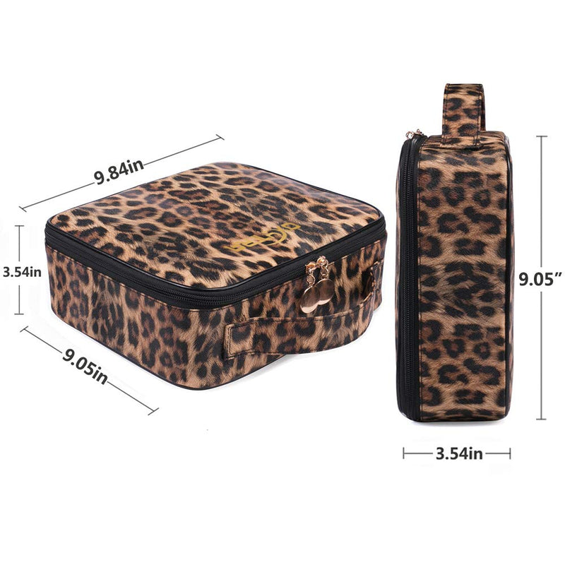 [Australia] - OXYTRA Makeup Bag Leopard Print PU Leather Travel Cosmetic Bag for Women Girls - Cute Large Makeup Case Cosmetic Train Case Organizer with Adjustable Dividers for Cosmetics Make Up Tools 