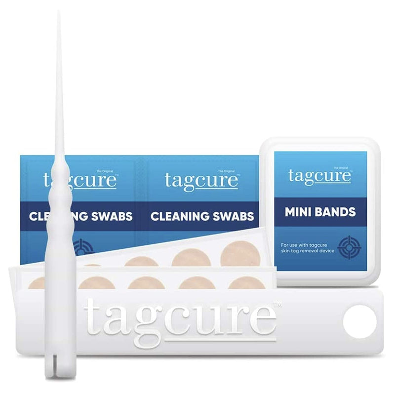 [Australia] - Tagcure Skin Tag Removal Kit For Easy Skin Tag Removal - Includes x10 Tag Bands x10 Cleaning Swabs & x10 Plasters To Cover Tag Area (Suitable for Skintags 0.5cm or Less) 