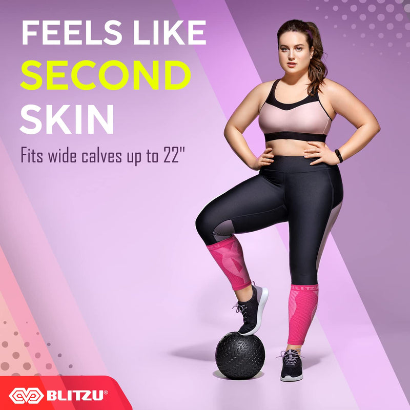 [Australia] - Calf Compression Sleeves for Men Women. Footless Compression Socks Without Feet . Shin Splints, Varicose Vein Treatment for Legs & Pain Relief. Calf Braces, Splints & Supports. Best Wide leg compression sleeve for Running Nurse Pregnant Pregnancy Purple 