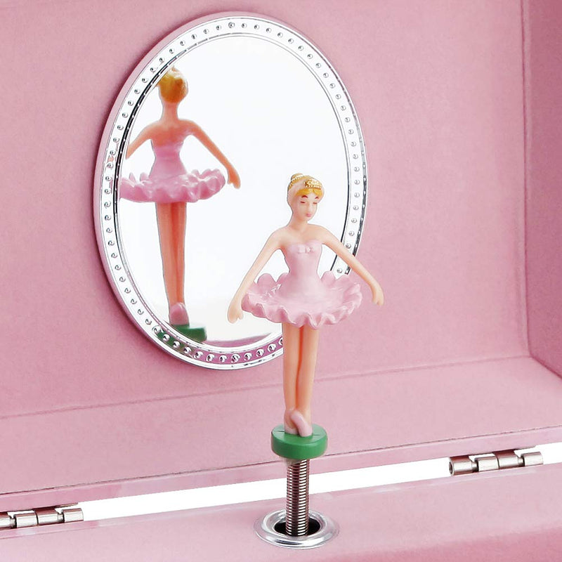 [Australia] - Kids Musical Jewelry Box for Girls and Jewelry Set with Ballerina Theme - Swan Lake Tune Pink 