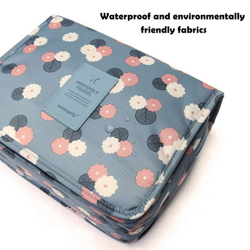 [Australia] - pengxiaomei Toiletry Bag, Waterproof Hanging Cosmetic Bag Travel Cosmetic Kit Handle Organizer Bag with Hook for Women Girls(Blue) 