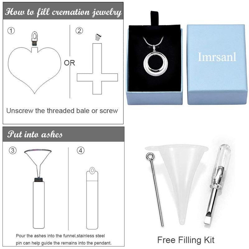 [Australia] - Imrsanl Cremation Jewelry for Ashes Pendants Stainless Steel Urn Necklace for Ashes Keepsake Memorial Ash Jewelry,Circle of Life Ashes Pendant Silver-1 