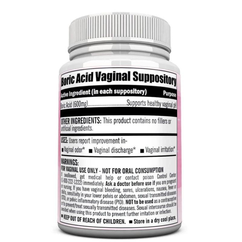 [Australia] - Boric Acid Vaginal Suppositories - 30 Count, 600mg - 100% Pure Made in USA - Boricfem Support Vaginal Health (One) 