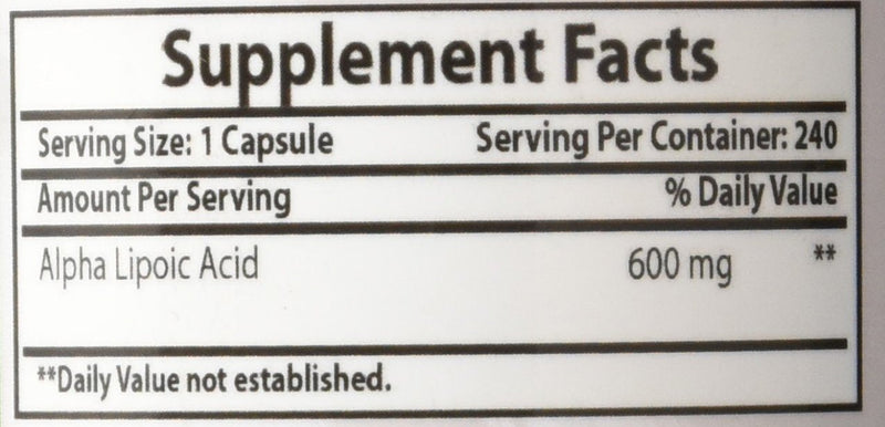[Australia] - Best Naturals Alpha Lipoic Acid 600 mg 240 Capsules (240 Count (Pack of 1)) 240 Count (Pack of 1) 