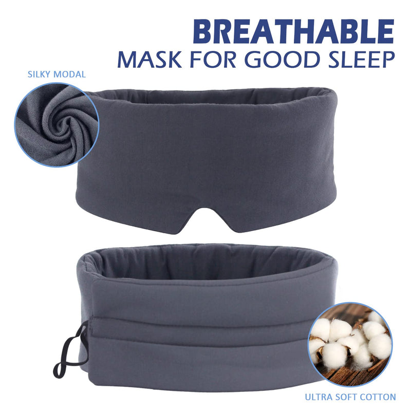 [Australia] - Mavogel Sleep Mask - Skin Friendly Modal Material & Light Blocking Sleeping Mask for Home/Flight/Shift Work, Handmade, Fully Adjustable Strap, Full Eye Covers for Women/Men Sleeping (Dark Grey) Dark Grey 