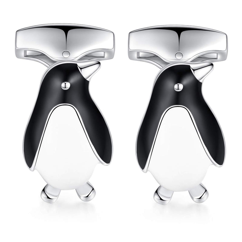 [Australia] - HONEY BEAR Penguin Cufflinks for Mens Business Wedding Gift Black and White 