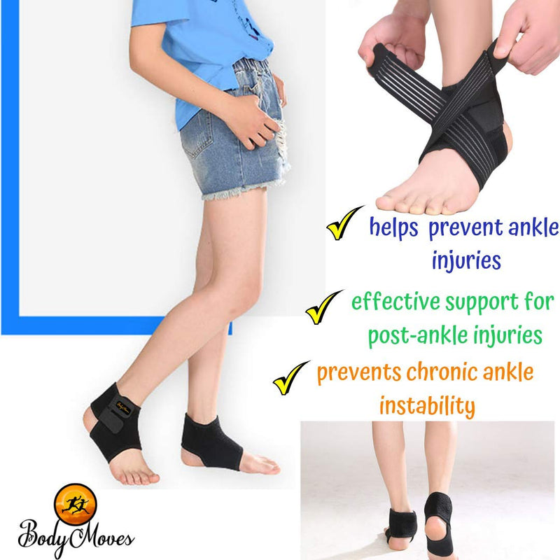 [Australia] - BodyMoves Kid's Ankle Brace Support Plus Hot and Cold Ice Pack (Sporty Black, Small for Little Kids (US 12-3)) Sporty Black Small for Little Kids (US 12-3) 