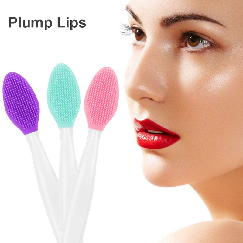 [Australia] - 3PCS Silicone Exfoliating Lip Brush 2 in 1 Double-Sided Soft Silicone Lip Brush & and 2PCS Silicone Facial Cleaning Brushes Pad for Smoother and Fuller Lip Appearance Cleanning Blackhead 