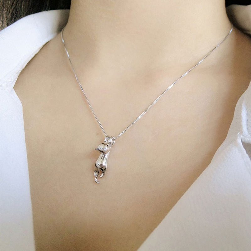 [Australia] - Julie's Jewelry 925 sterling silver cute cat earring, rings, Pendant Collarbone Necklace & silver cat bracelet (necklace) 