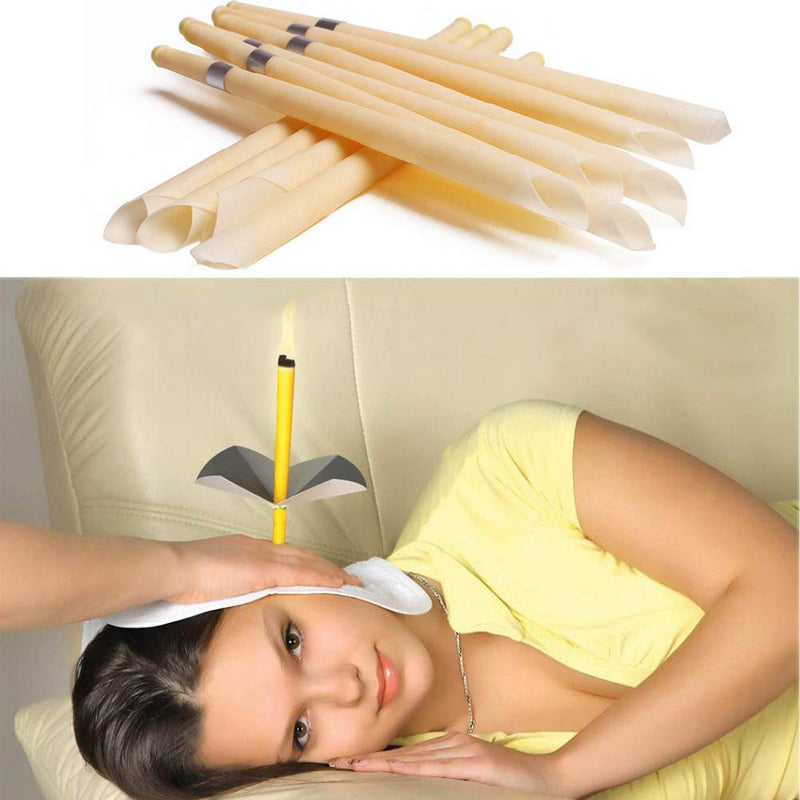[Australia] - 16Pcs Ear Cones Wax Remover Ear Wax Candles Organic Non-Toxic Earwax Candles Hollow Ear Candling Candles with Protective Discs Ear Candles 