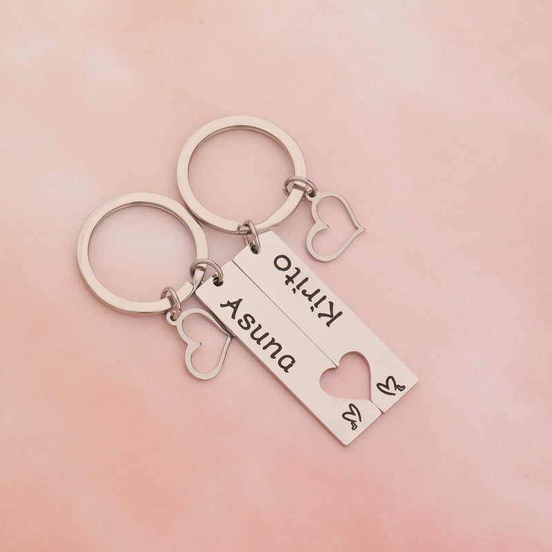 [Australia] - MYOSPARK Kirito and Asuna Couples Keychain Set His and Her Gift for Couple Boyfriend Husband Ausna and Kirito Keychain 