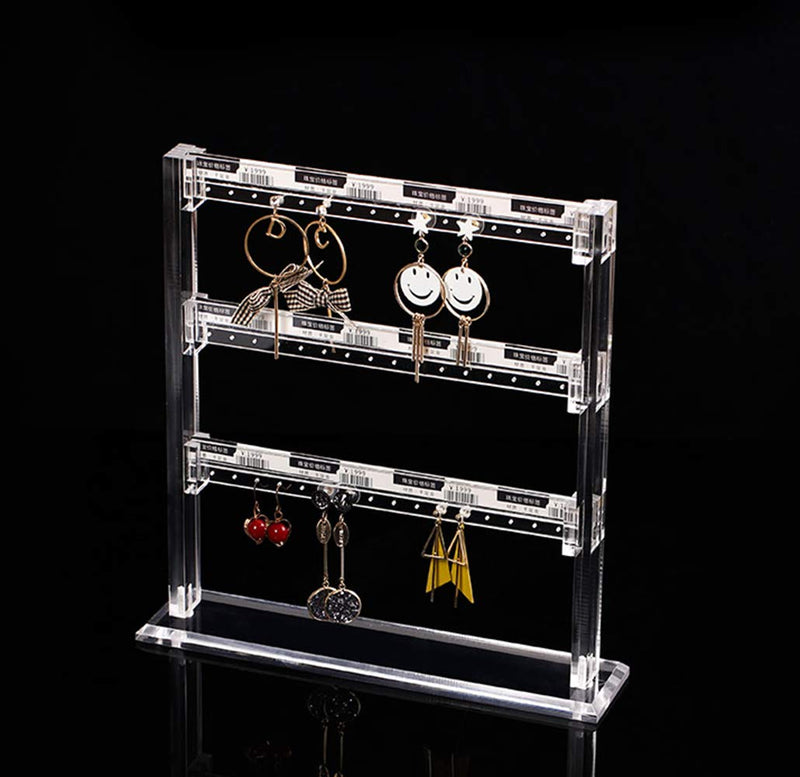[Australia] - Acrylic Earring Holder Organizer 3 Tier 48 Holes Jewelry Display Stand Transparent Home Storage Decor Clear for Earrings Ear Studs Women Girls Gallery Store Exhibit Presentation, 9.4x2.2x9.4in 3-layers Earring Display Stands 
