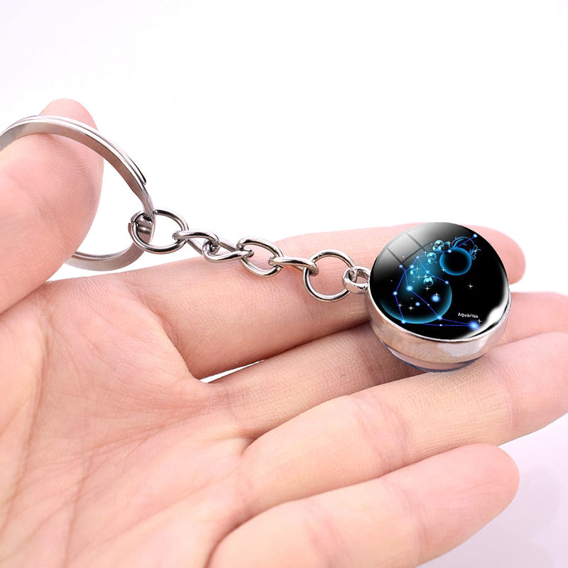 [Australia] - JWPavilion Zodiac 12 Constellation Glow In The Dark Creative Galaxy keychain Aquarius-1 