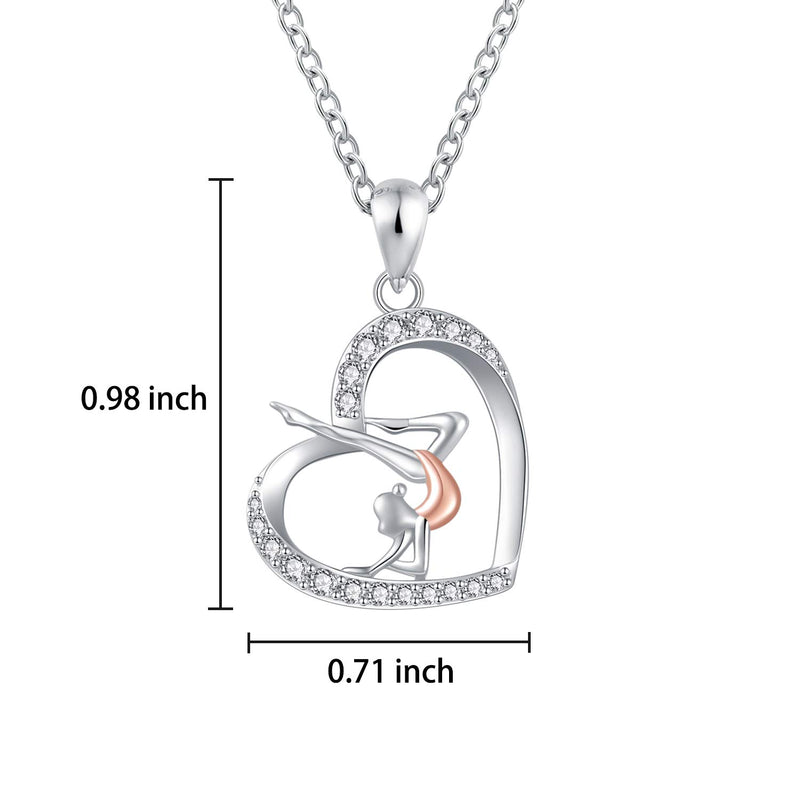 [Australia] - JXJL Girls Gymnastics Necklace Flipping Gymnast Charm Pendant S925 Sterling Silver USA Team Sports Inspirational Graduation Jewelry for Teens Women gymnast9536 