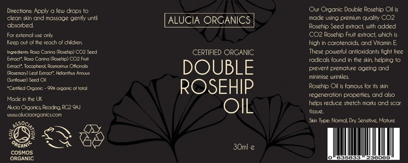 [Australia] - Alucia Organics Certified Organic Double Rosehip Oil 30ml - Pure, Natural, Organic, Face Oil for Sensitive Skin, Fine Lines, Wrinkles, Sun Burn, Stretch Marks, Scars, Damaged Skin 