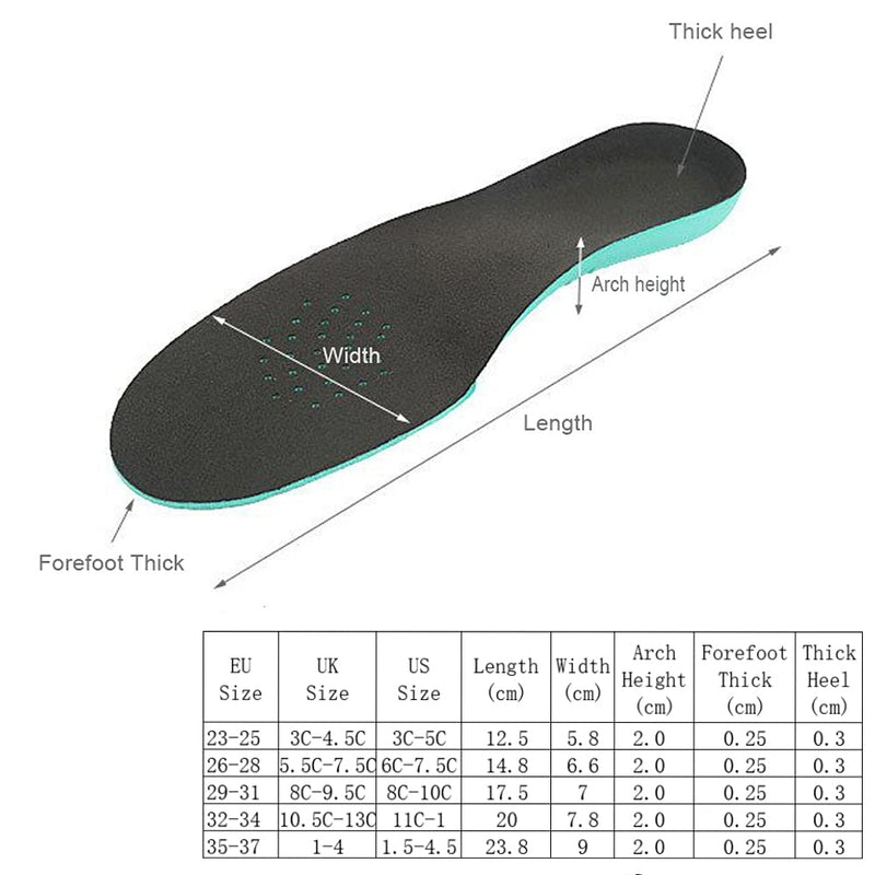 [Australia] - Children Orthotic Insoles Kids Sports Insole Shock Absorptation Arch Support for Flat Feet Plantar Fasciitis Foot Pain 20cm (UK10.5C-13C ) 
